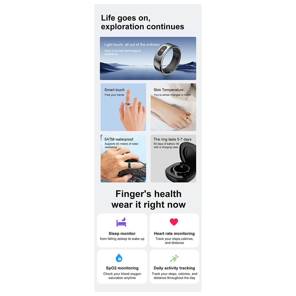 QA88X R08 Waterproof Smart Rin - Temperature Ring Skin incelemesi ve fiyatı